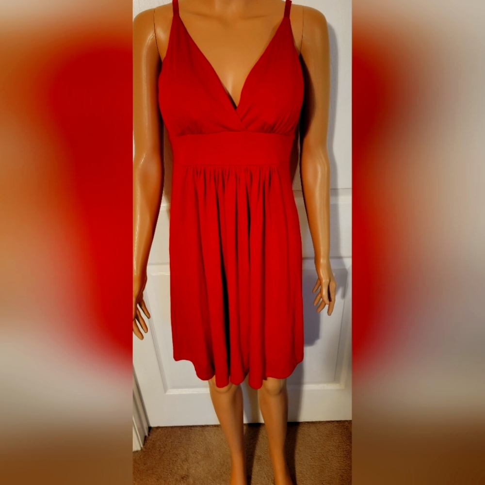 Red summer dress.